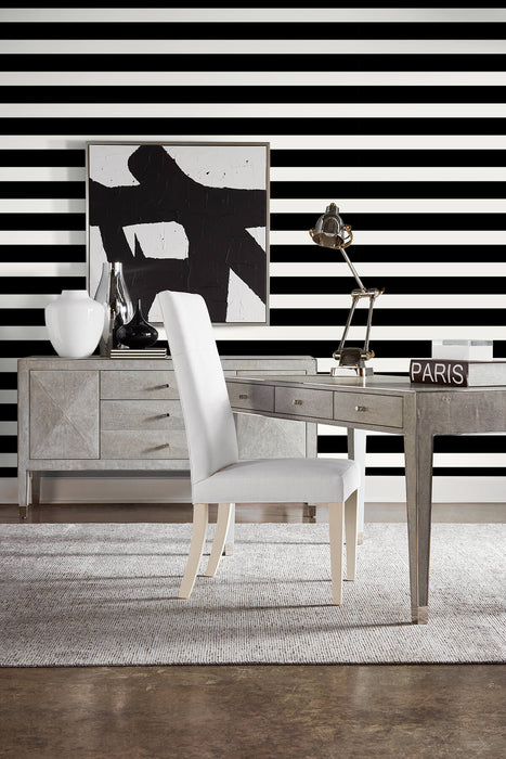 Seabrook Designs Designer Stripe Black & White Wallpaper Sample LN20400