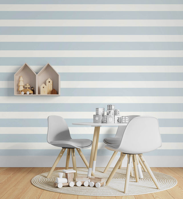 Seabrook Designs Designer Stripe Hampton Blue Wallpaper Sample LN20412