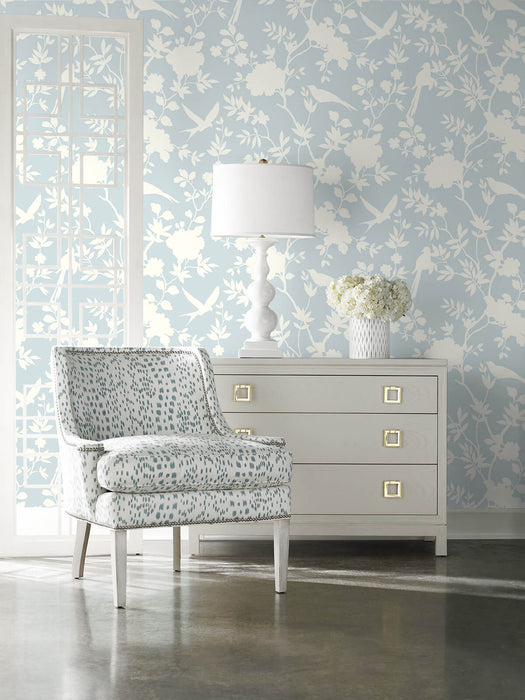 Seabrook Designs Mono Toile Hampton Blue Wallpaper Sample LN20502