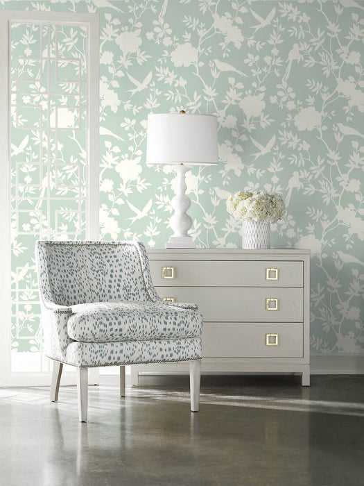 Seabrook Designs Mono Toile Seaglass Wallpaper LN20504