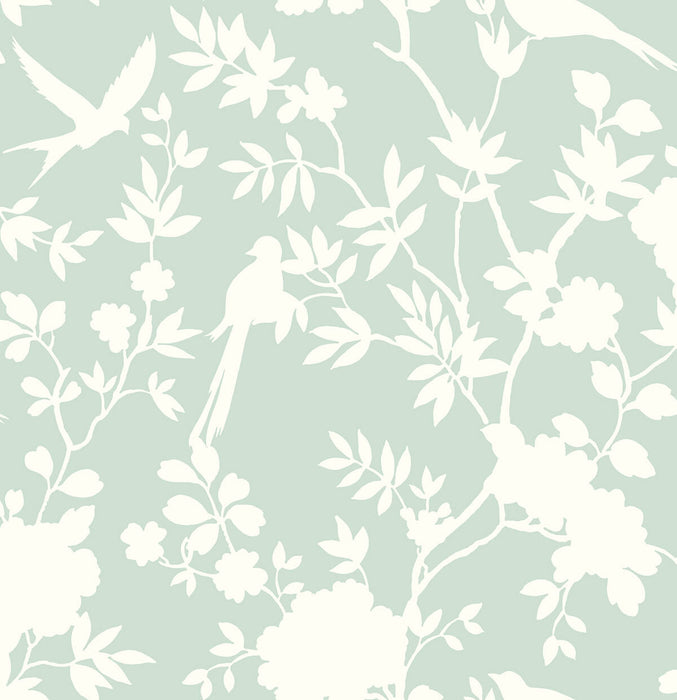 Seabrook Designs Mono Toile Seaglass Wallpaper Sample LN20504