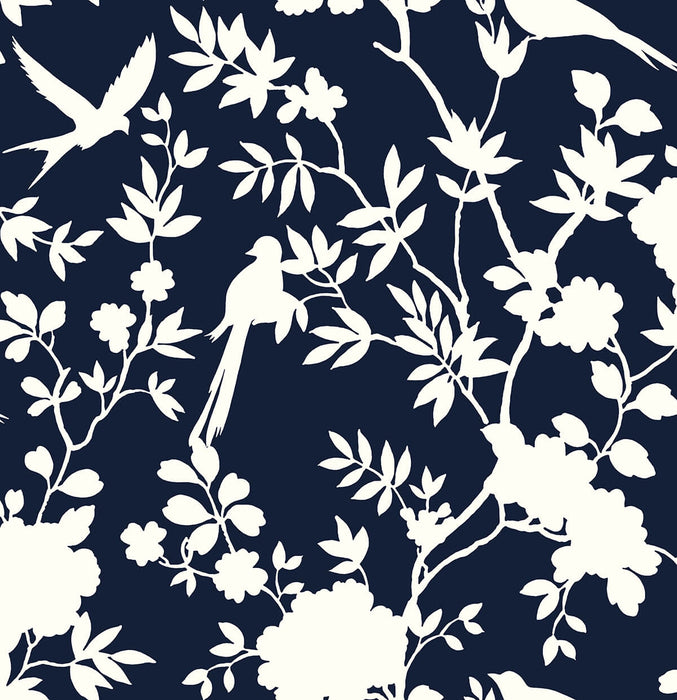 Seabrook Designs Mono Toile Midnight Blue Wallpaper Sample LN20522