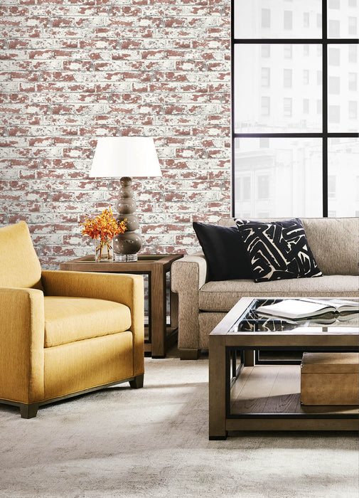 Seabrook Designs Soho Brick Terra Cotta Wallpaper Sample LN20901