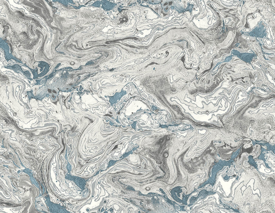 Seabrook Designs Faux Marble Lunar Rock & Cerulean Wallpaper Sample LN21002