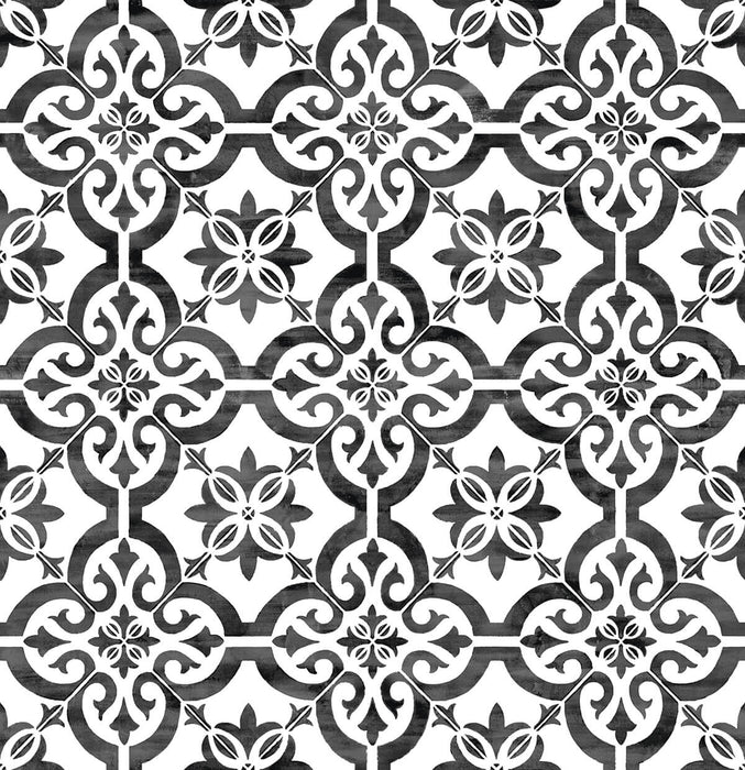 Seabrook Designs Porto Tile Onyx Wallpaper Sample LN21200