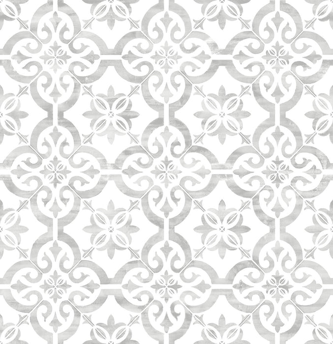 Seabrook Designs Porto Tile Harbor Mist Wallpaper Sample LN21205