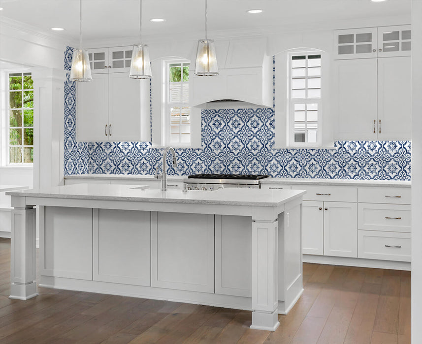 Seabrook Designs Porto Tile Riviera Blue Wallpaper LN21212