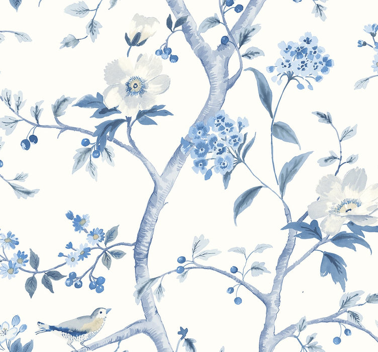 Seabrook Designs Floral Trail Bluestone Wallpaper LN21302