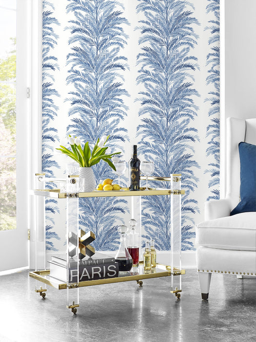 Seabrook Designs Keana Palm Coastal Blue Wallpaper Sample LN30102