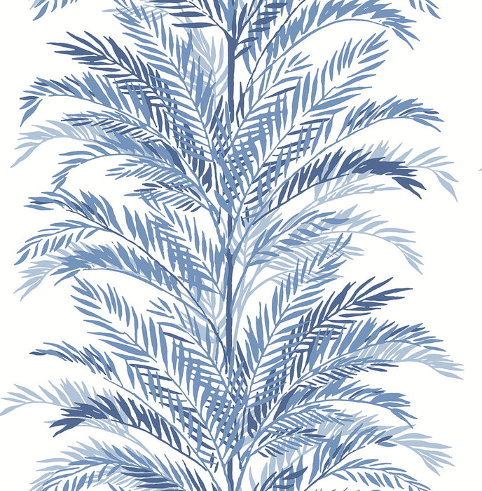 Seabrook Designs Keana Palm Coastal Blue Wallpaper Sample LN30102