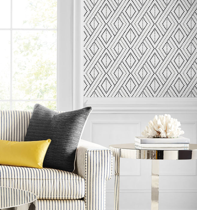 Seabrook Designs Boho Grid Alloy Wallpaper Sample LN30200