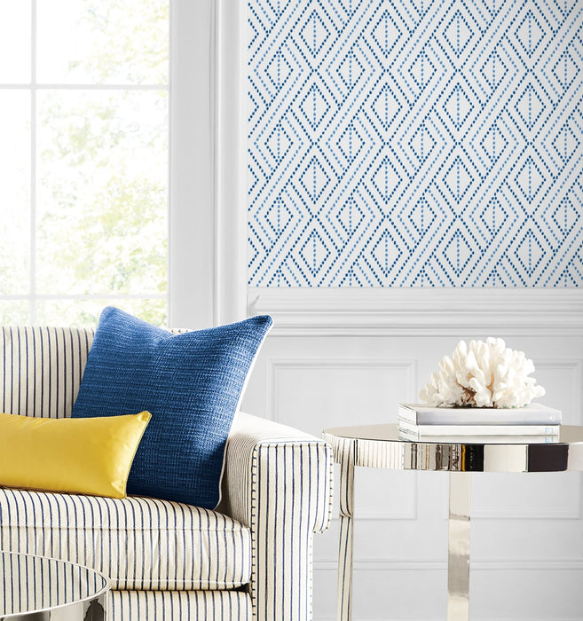 Seabrook Designs Boho Grid Denim Blue Wallpaper LN30202