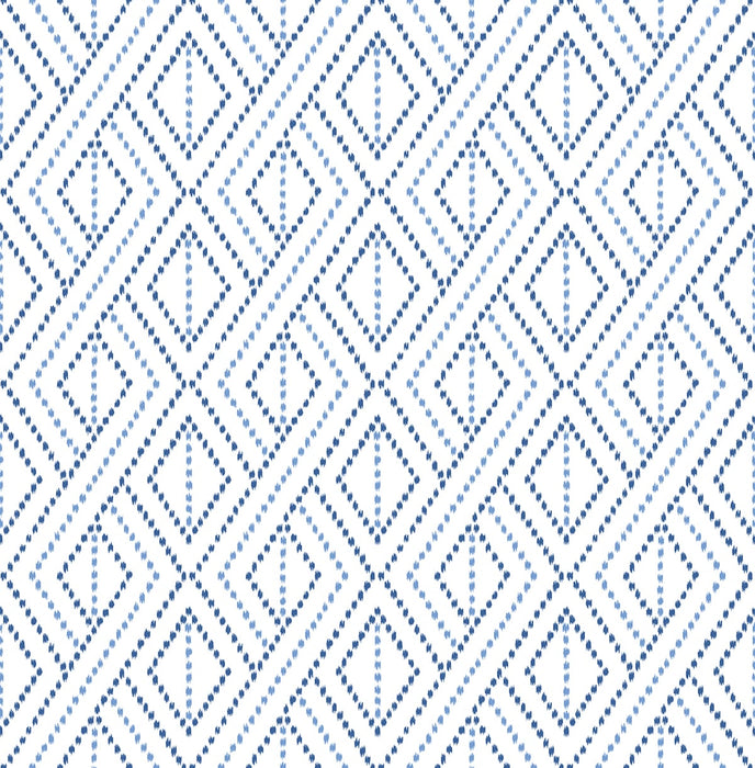 Seabrook Designs Boho Grid Denim Blue Wallpaper Sample LN30202