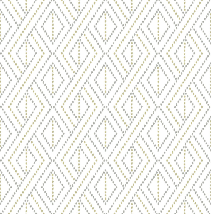 Seabrook Designs Boho Grid Argos Grey & Yellow Wallpaper LN30208