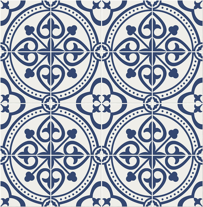 Seabrook Designs Villa Mar Tile Denim Blue Wallpaper Sample LN30312