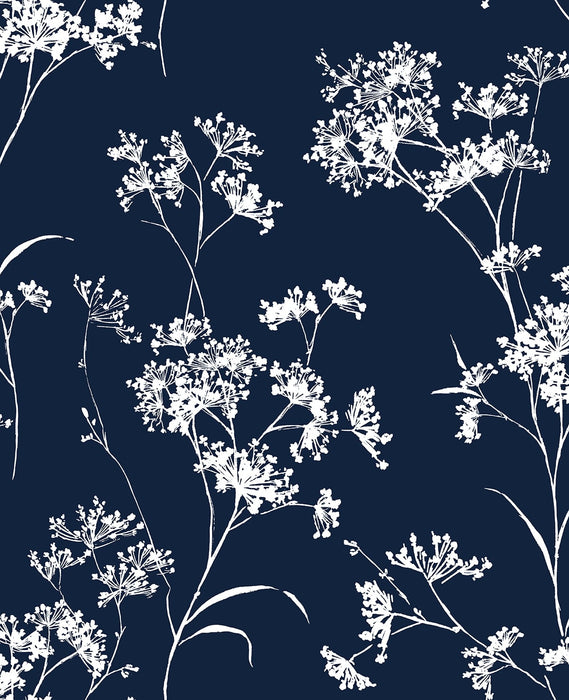 Seabrook Designs Floral Mist Hampton Blue Wallpaper LN30502