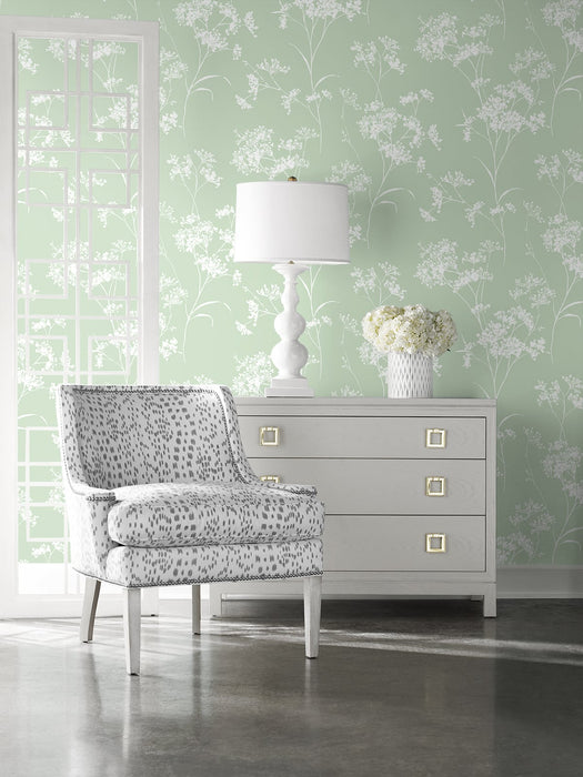 Seabrook Designs Floral Mist Seacrest Green Wallpaper Sample LN30504