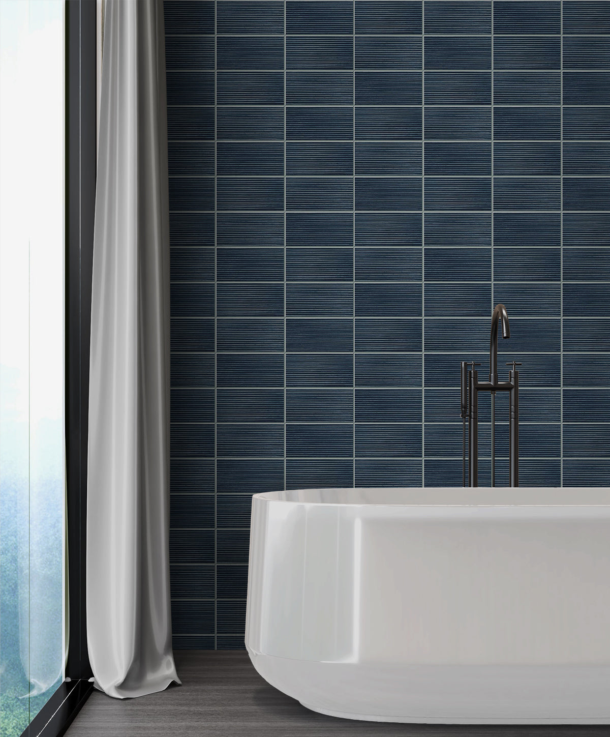 Seabrook Designs Rib Tile Denim Blue Wallpaper LN30812