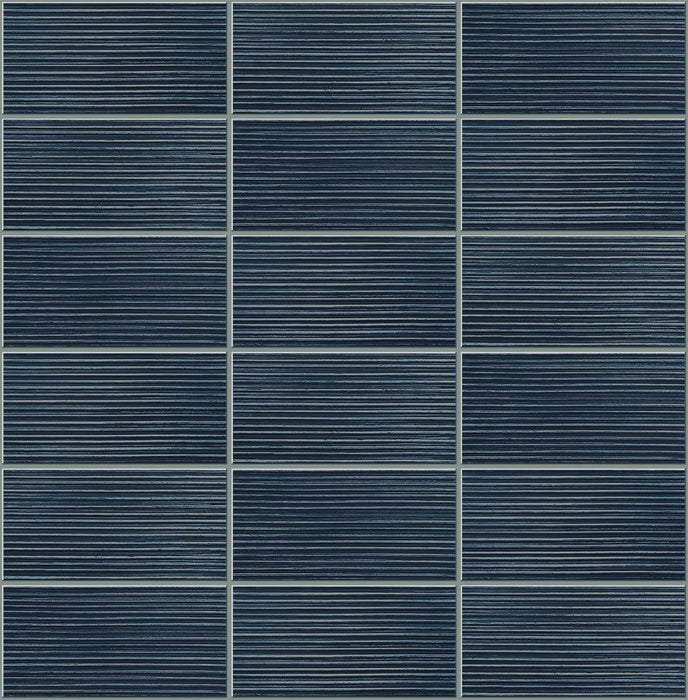 Seabrook Designs Rib Tile Denim Blue Wallpaper Sample LN30812