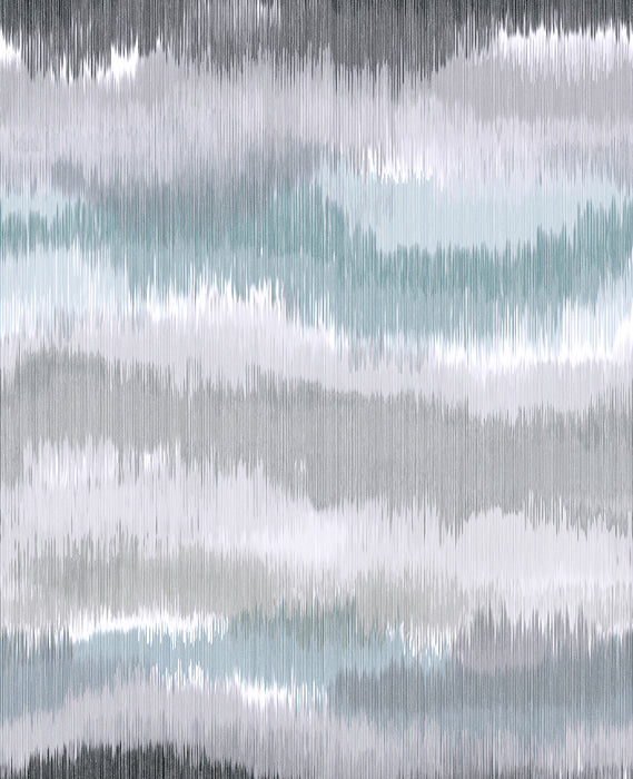 Seabrook Designs Ikat Waves Morning Fog Wallpaper Sample LN31208