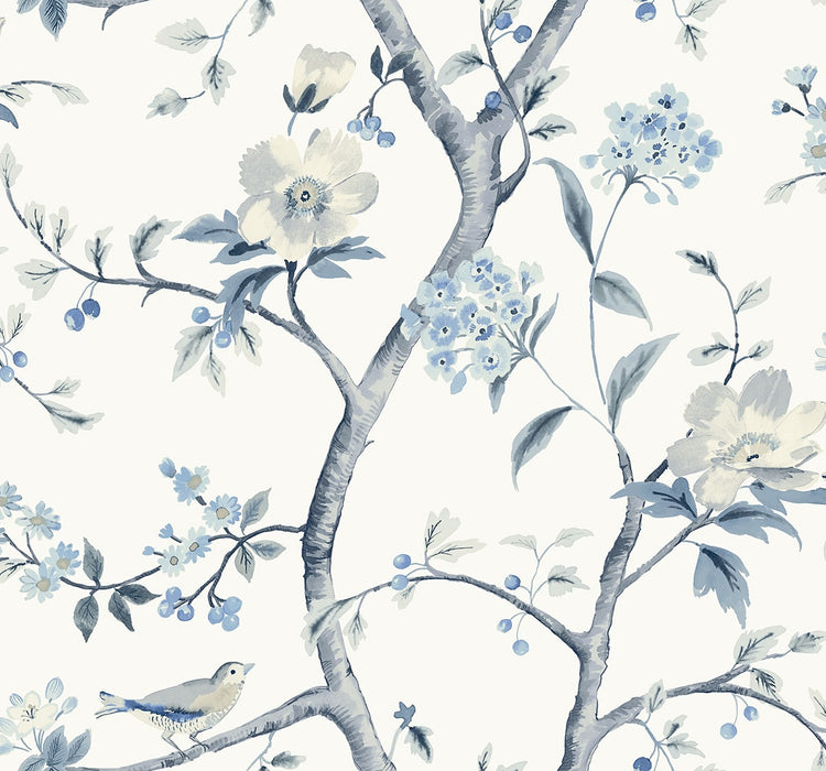 Seabrook Designs Sparrow Haven  Breezy Blue Wallpaper Sample LN40002