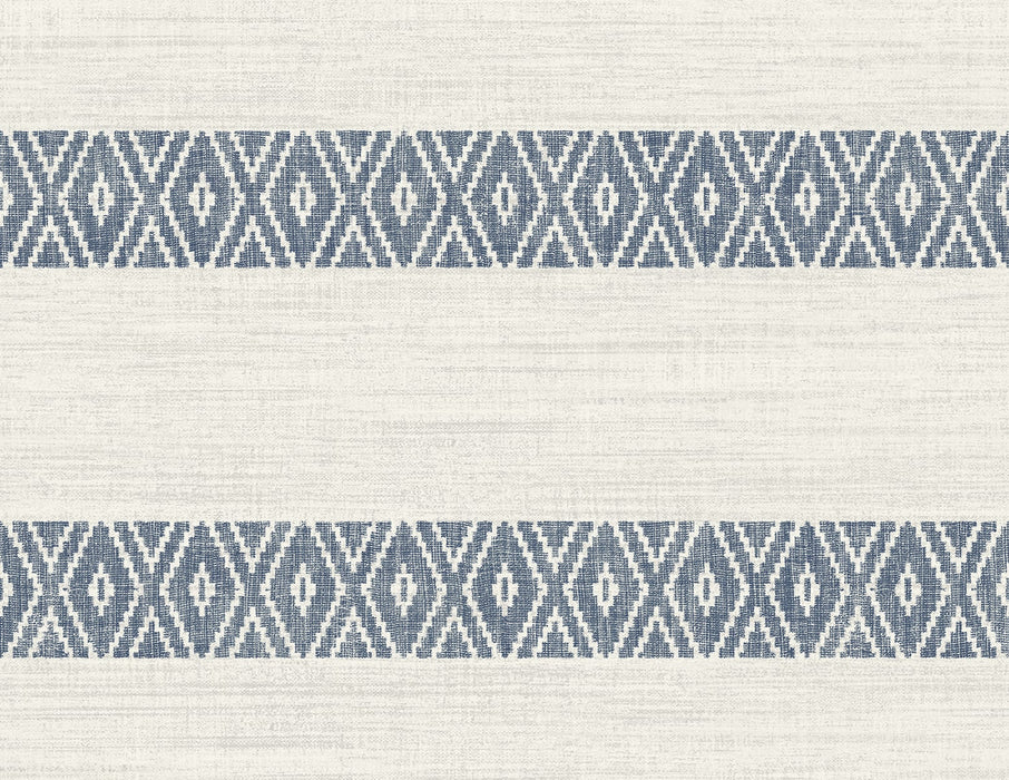 Seabrook Designs Alani Geo Stripe Nautical Blue Wallpaper Sample LN40112