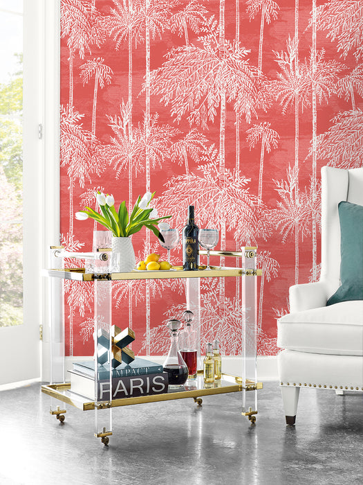 Seabrook Designs Palm Grove  Coral Wallpaper Sample LN40201