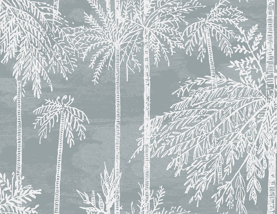 Seabrook Designs Palm Grove  Bluestone Wallpaper Sample LN40218