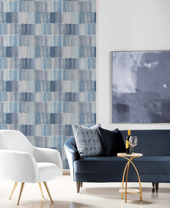 Seabrook Designs Arielle Abstract Stripe Oceanic Wallpaper Sample LN40302