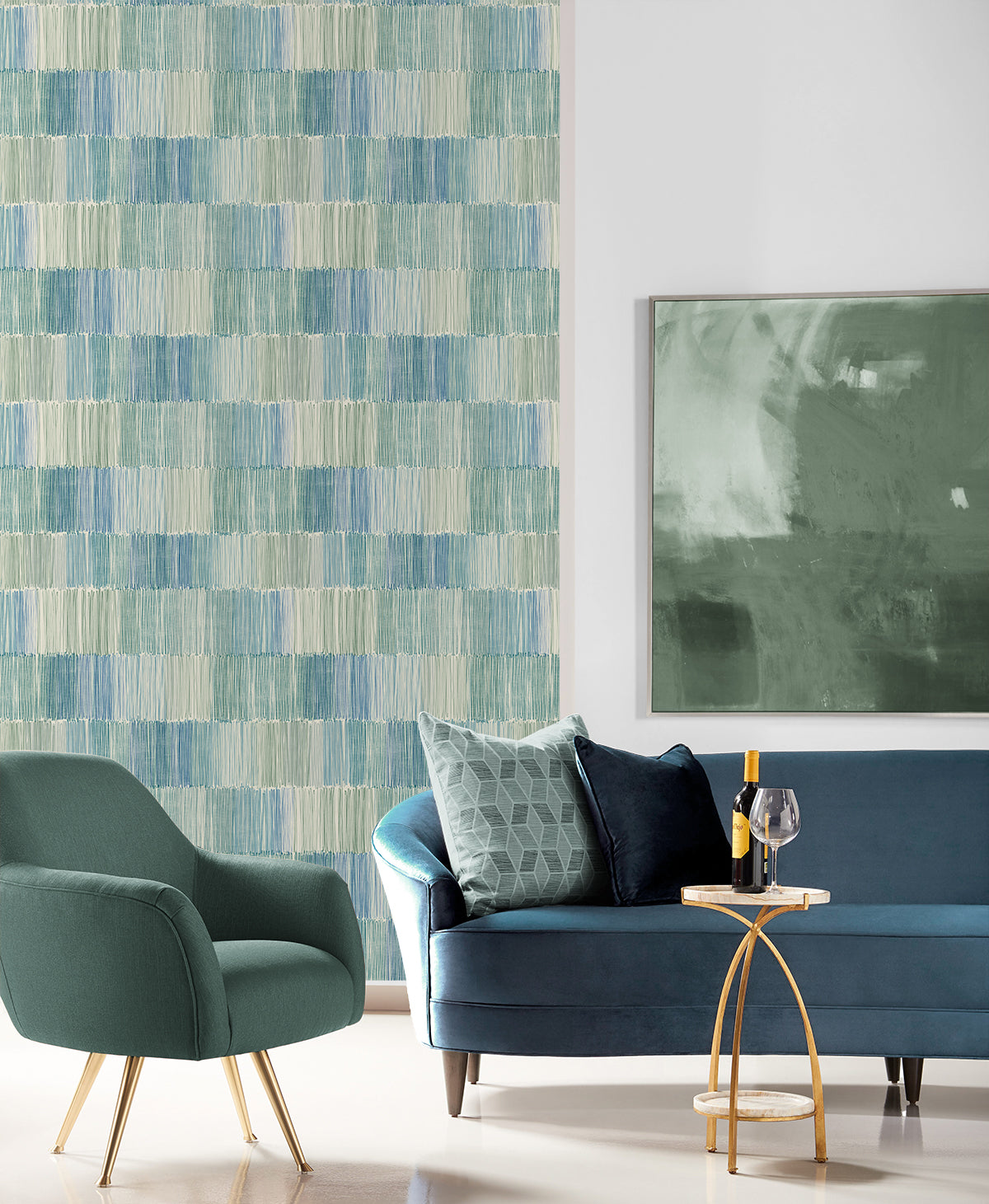 Seabrook Designs Arielle Abstract Stripe Lakeside Wallpaper LN40304