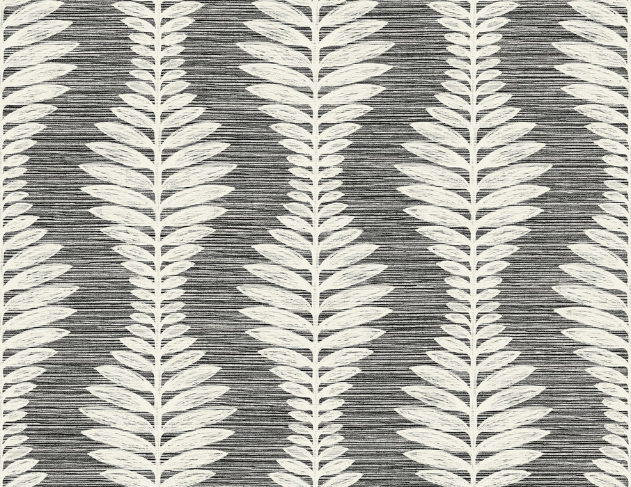 Seabrook Designs Carina Leaf Ogee Charcoal Wallpaper Sample LN40500