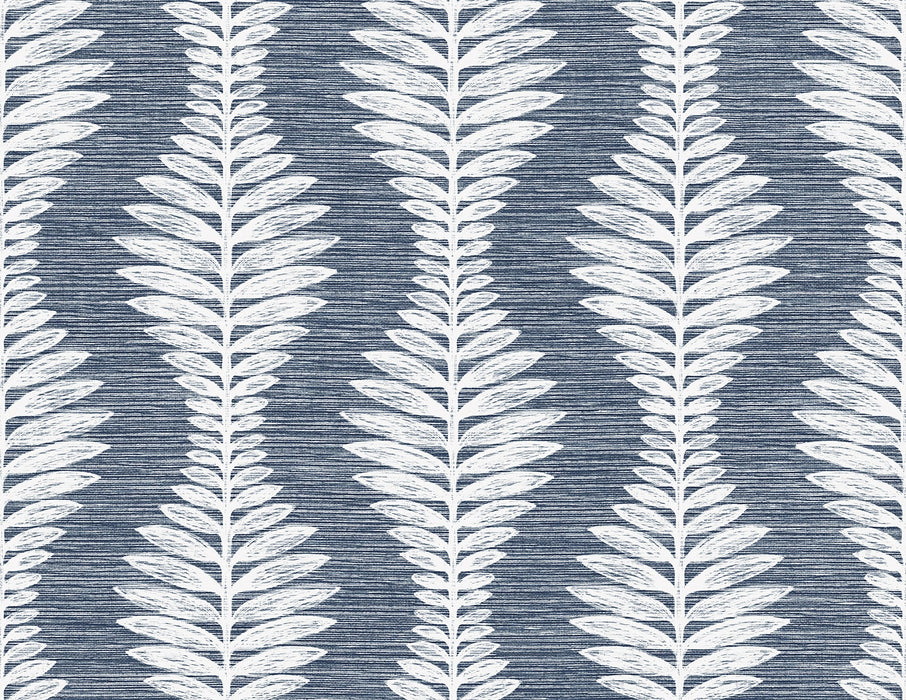 Seabrook Designs Carina Leaf Ogee Midnight Sky Wallpaper Sample LN40502