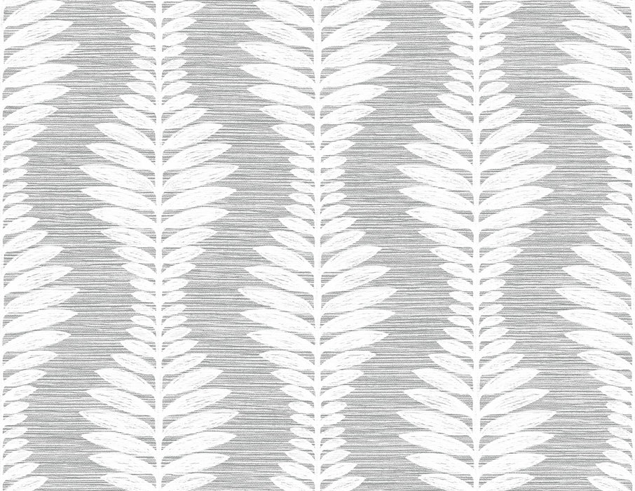 Seabrook Designs Carina Leaf Ogee Morning Fog Wallpaper Sample LN40508