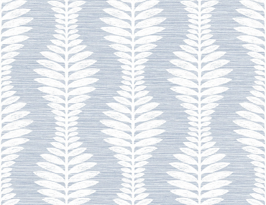 Seabrook Designs Carina Leaf Ogee Charlotte Blue Wallpaper Sample LN40512