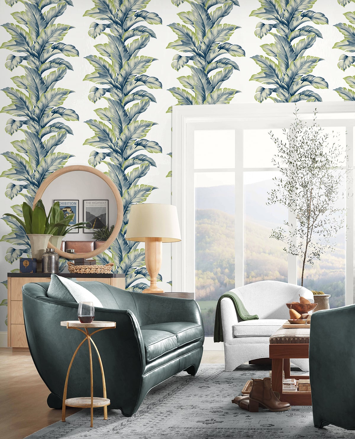 Seabrook Designs Banana Springs  Deep Sea Wallpaper LN40602