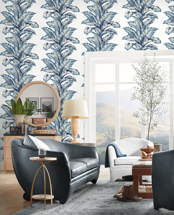 Seabrook Designs Banana Springs  Coastal Blue Wallpaper Sample LN40612