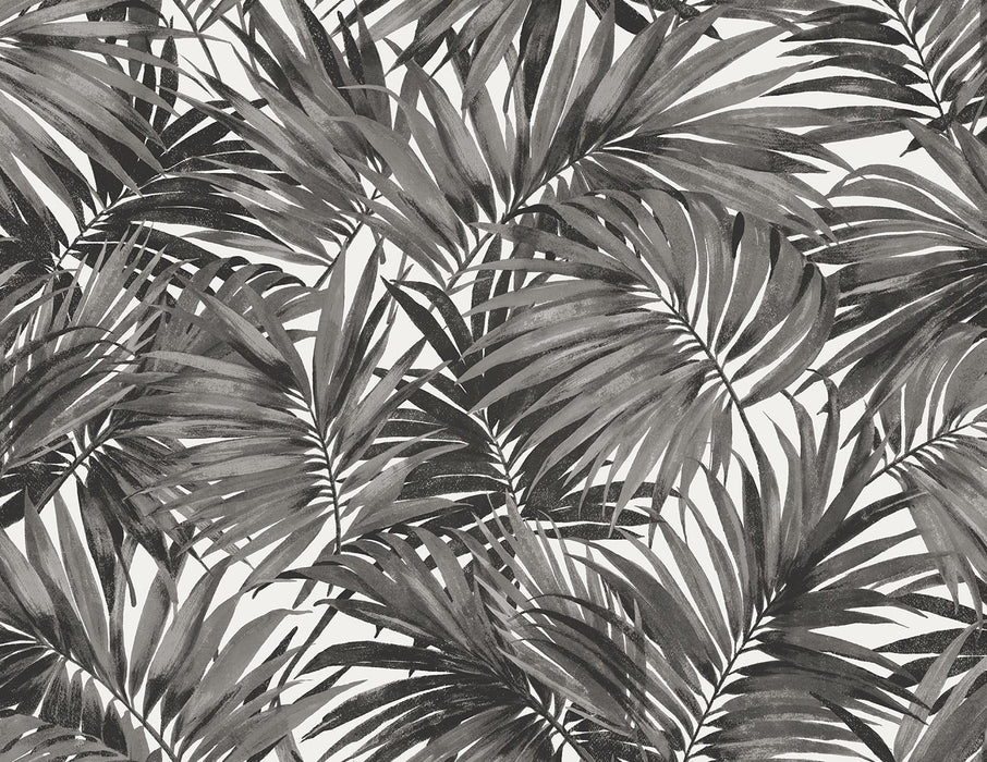 Seabrook Designs Cordelia Tossed Palms Onyx Wallpaper Sample LN40700