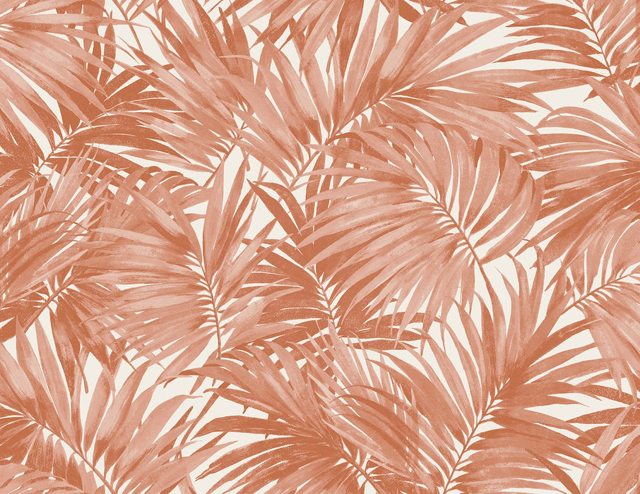 Seabrook Designs Cordelia Tossed Palms Coral Wallpaper Sample LN40706