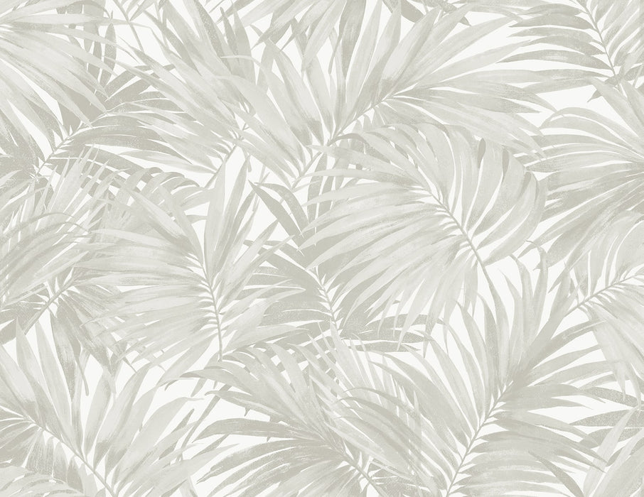 Seabrook Designs Cordelia Tossed Palms Dove Grey Wallpaper Sample LN40707