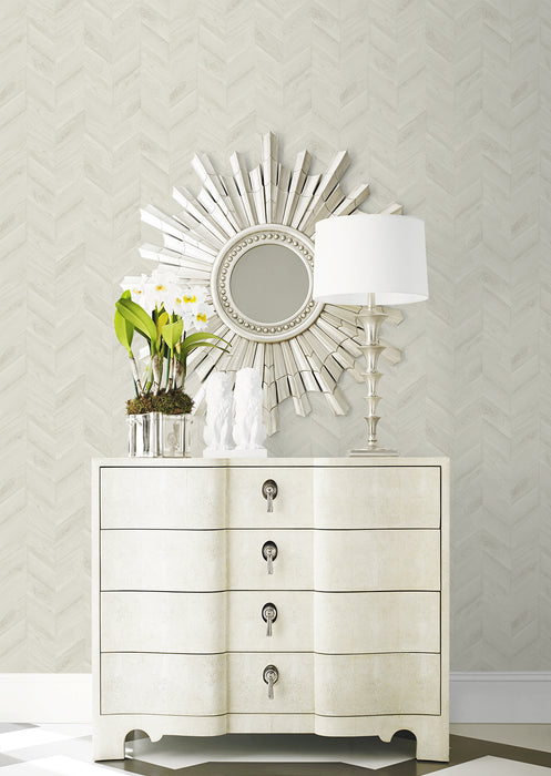 Seabrook Designs Keone Bay Chevron Pearl Grey Wallpaper Sample LN40805