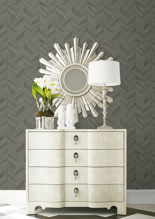 Seabrook Designs Keone Bay Chevron Harbor Grey Wallpaper Sample LN40808