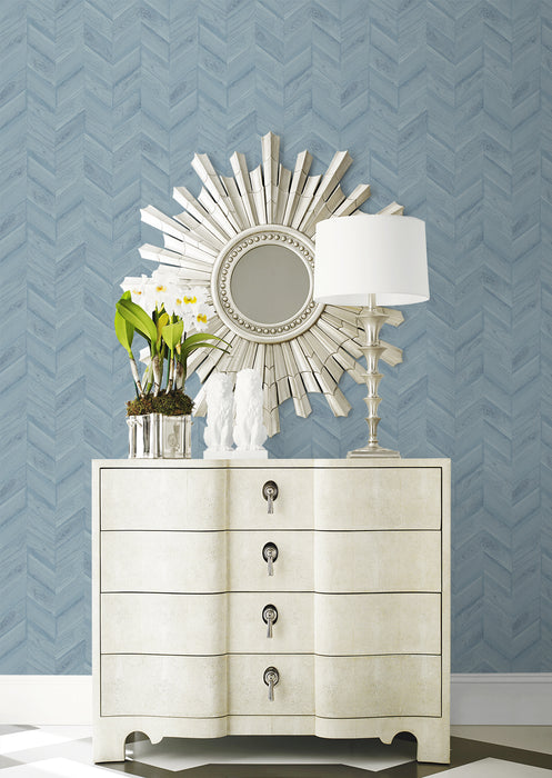 Seabrook Designs Keone Bay Chevron Bay Blue Wallpaper Sample LN40812