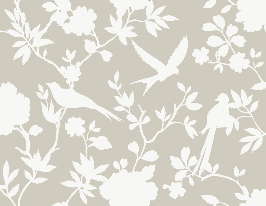 Seabrook Designs Kauai Bird Toile Argos Grey Wallpaper LN40907