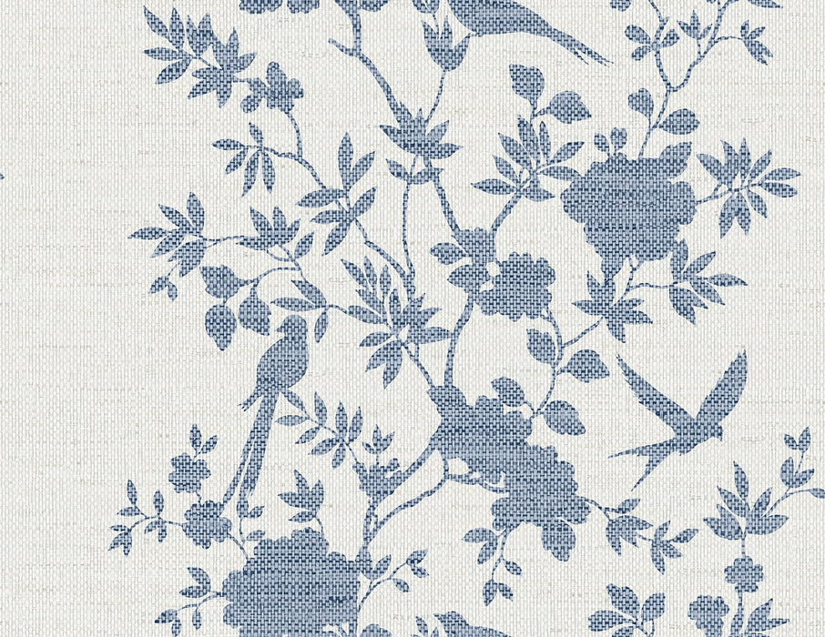 Seabrook Designs Aloha Bird Trail Denim Blue Wallpaper LN41002