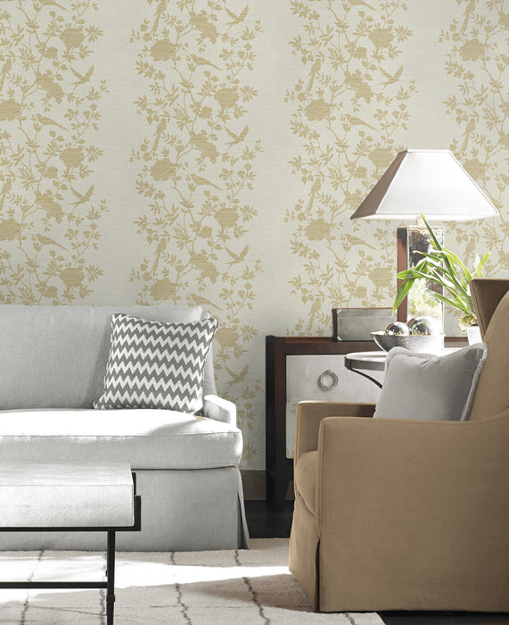 Seabrook Designs Aloha Bird Trail Golden Wallpaper Sample LN41003