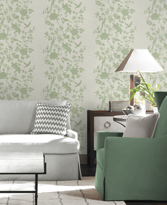 Seabrook Designs Aloha Bird Trail Green Ivy Wallpaper LN41004