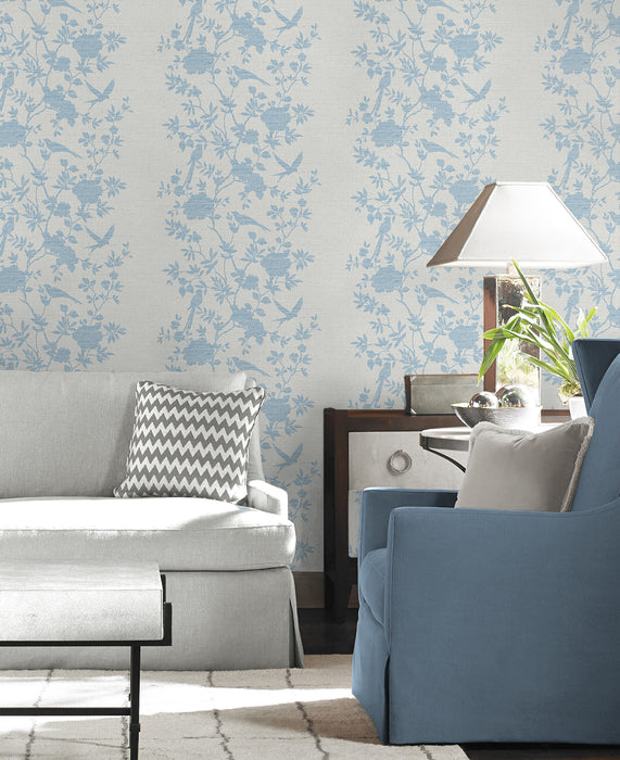 Seabrook Designs Aloha Bird Trail Maya Blue Wallpaper Sample LN41012