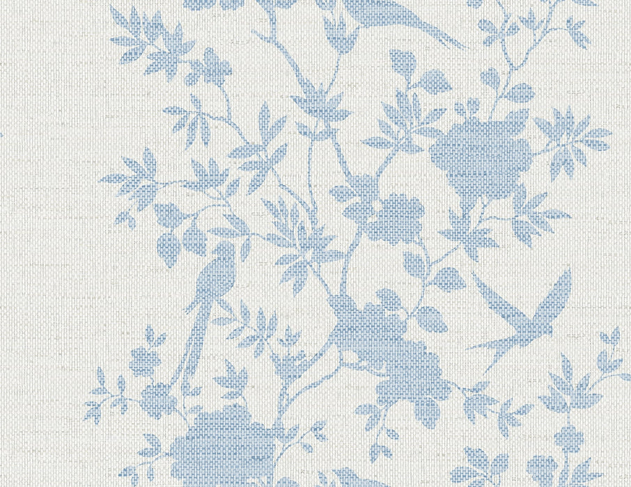 Seabrook Designs Aloha Bird Trail Maya Blue Wallpaper Sample LN41012