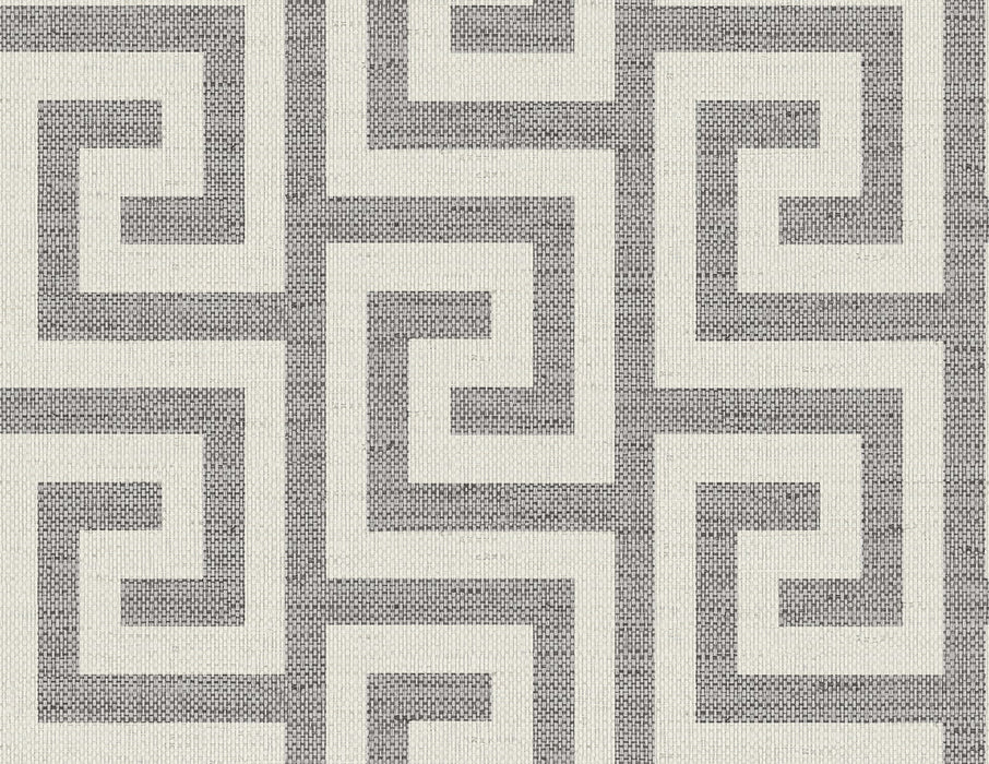 Seabrook Designs Luna Retreat Greek Key Charcoal Wallpaper Sample LN41200