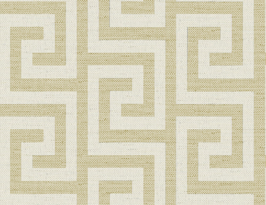 Seabrook Designs Luna Retreat Greek Key Golden Wallpaper Sample LN41203